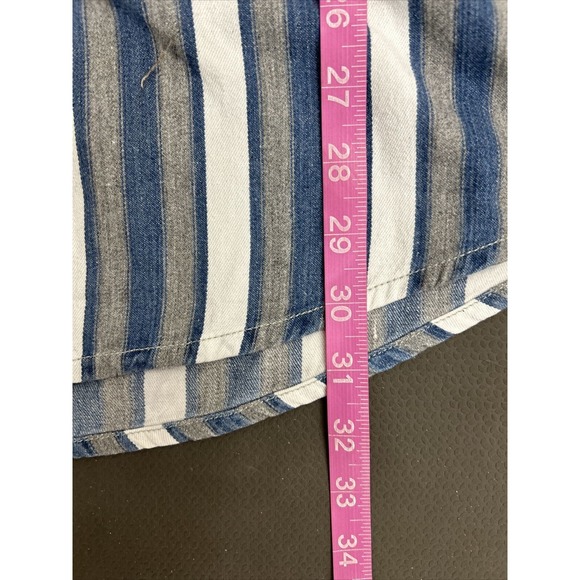 (2) Coliseum Jeans Shirt Mens XL Blue Stiped Cotton Short & Long Sleeve Y2K 90s - Picture 8 of 16